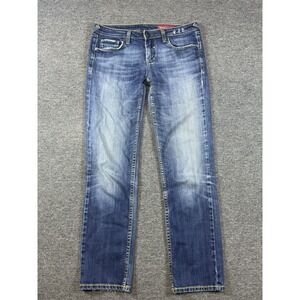 Yaso Women's Low Rise Straight Jeans Stretch Blue Dark Wash Denim Size 9/10-30